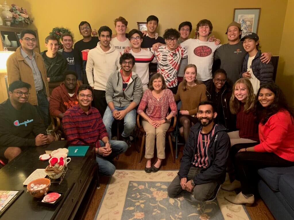 International students gather in an American home for Christmas.